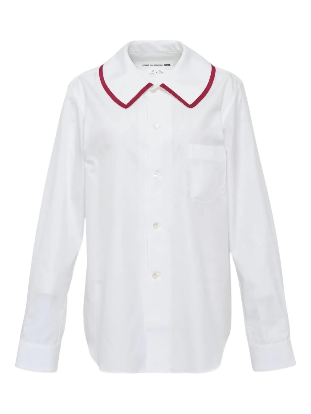 Comme Des Garcons White Blouse With Red Trim Collar